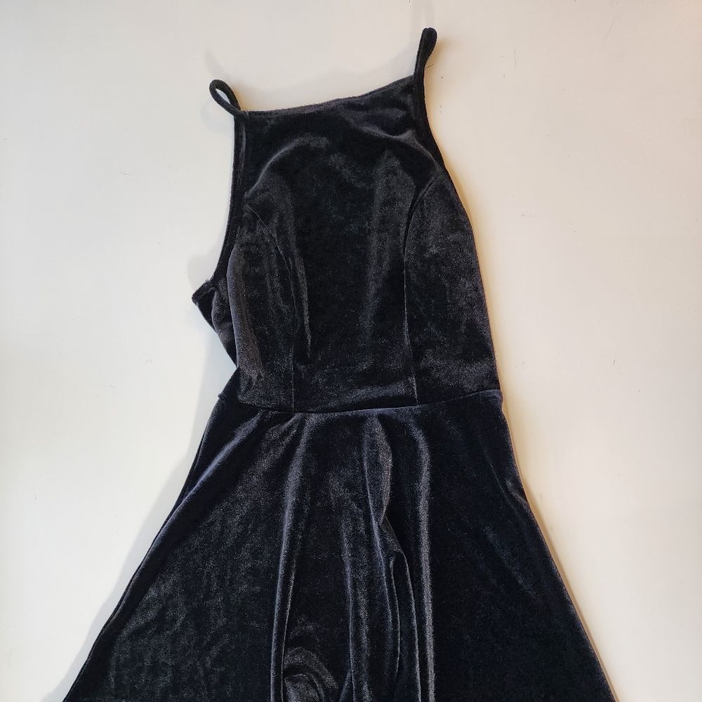 Speechless Halter Spaghetti Strap Dress Black Velvet Womens Size XS - Picture 3 of 5
